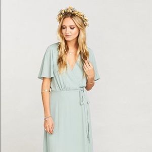Show Me Your Mumu Sophia Wrap Dress in Silver Sage